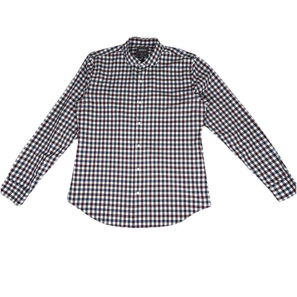 Bonobos Dress Shirt Plaid Slim Fit Long Sleeve Button Up Mens Size Large